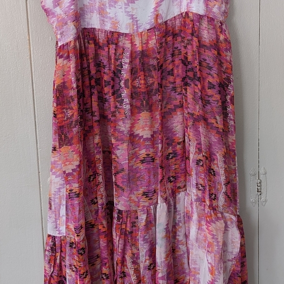A.N.A Pink Purple  Long Maxi Ruffle Hem Dress Size XL - Picture 3 of 5